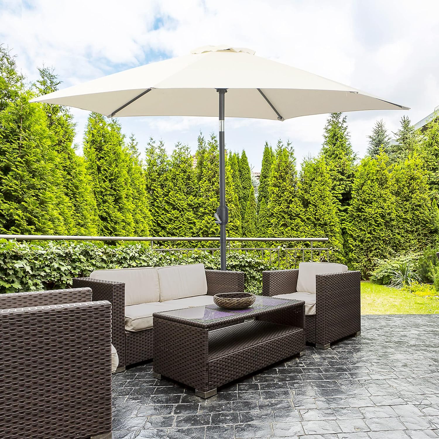 Guarda-sol reclinável para jardim, pátio, praia, piscina, com manivela alumínio, protetor UV, 2,7x2,35m White - 2