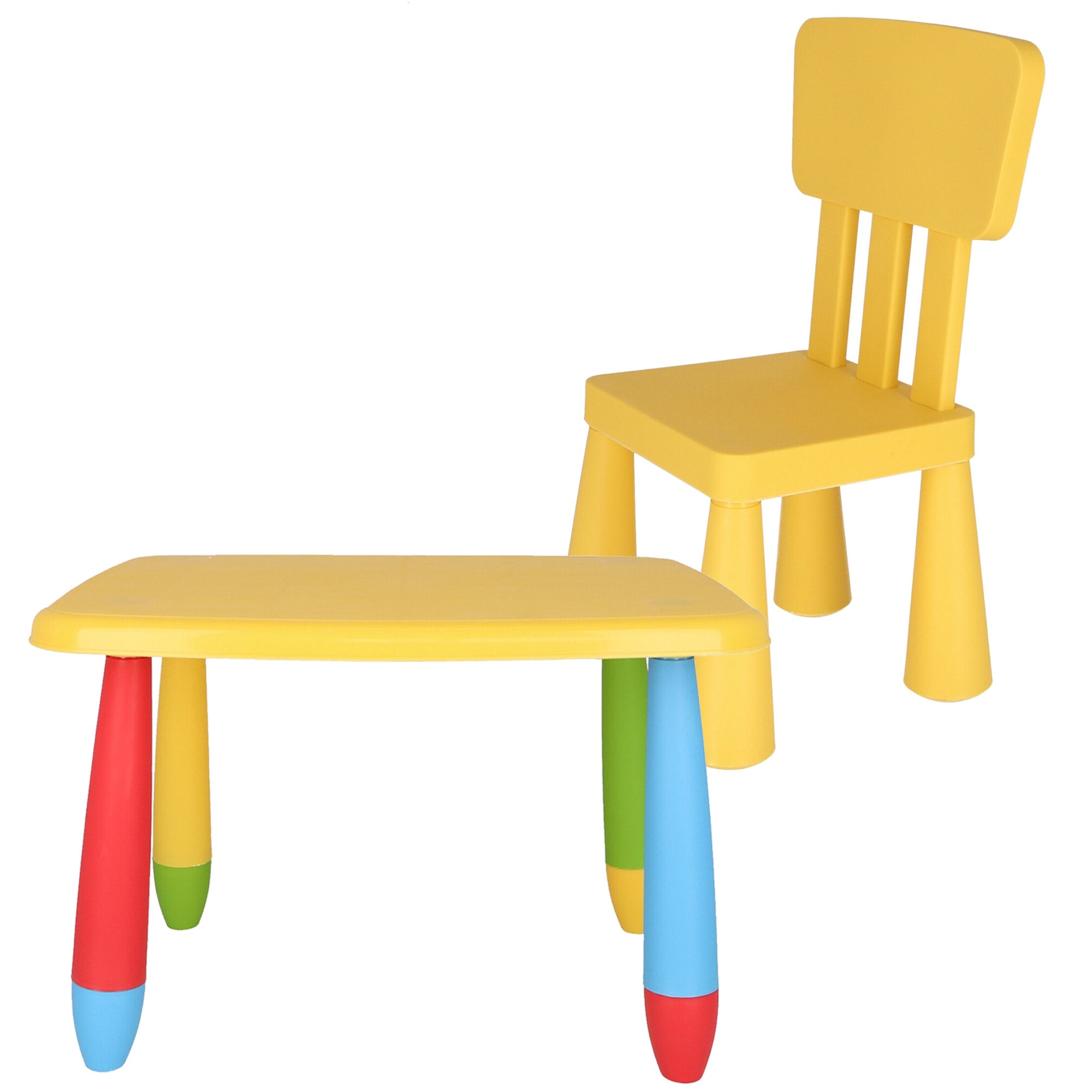 WellHome Mesita rectangular y Silla infantil en plástico fuerte y