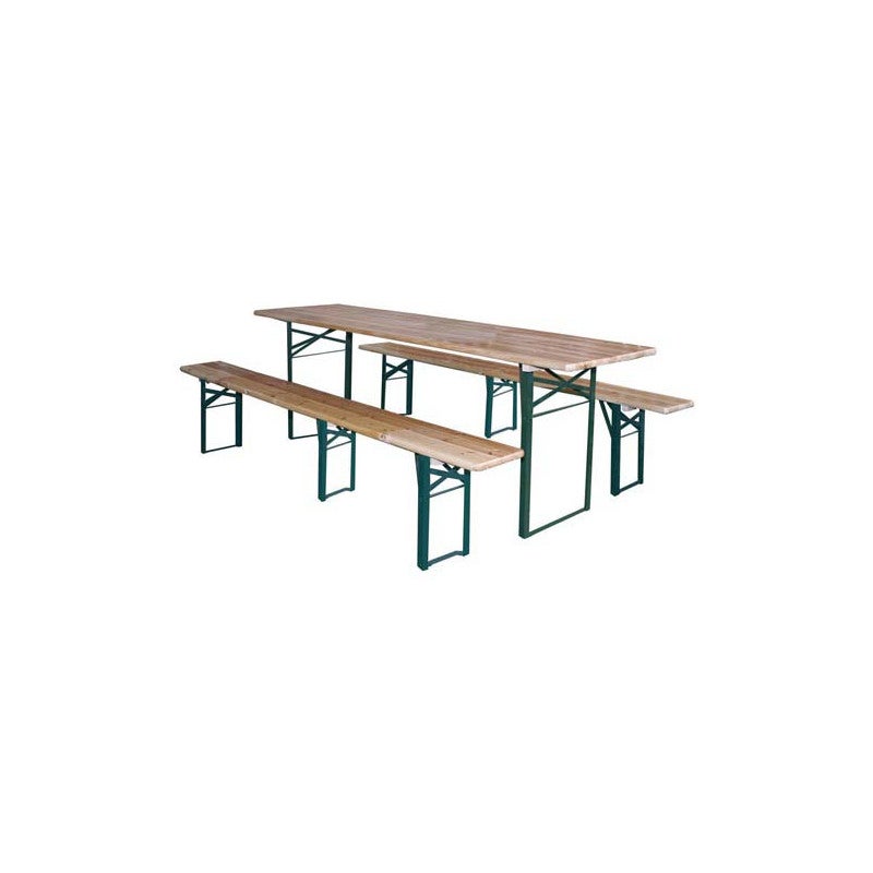 Table De Jardin Brasserie Pliante Avec 2 Bancs Lisbonne - 218 X 59,5 X 75 Cm Marron