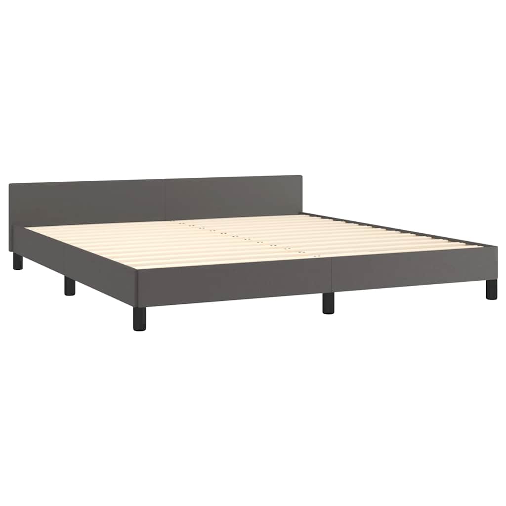 Cadre de lit avec tête de lit sans matelas gris 160 x 200 cm - 4