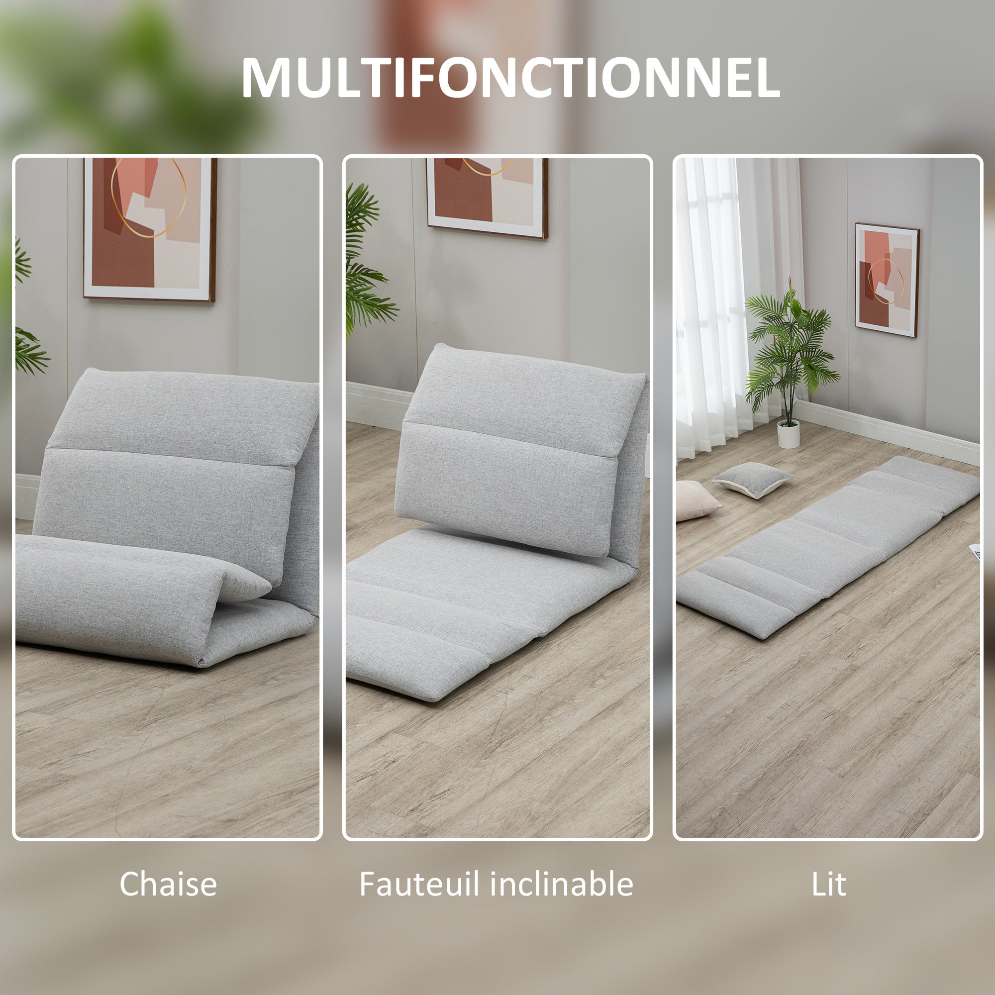 Chauffeuse de sol tissu gris HOMCOM 1 place - 5