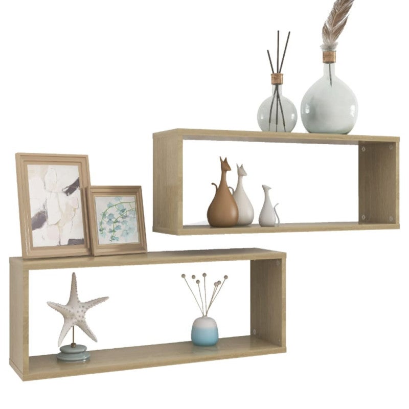 vidaXL Mensole Parete a Cubo 2pz Rovere Sonoma 60x15x23 cm Multistrato - 3