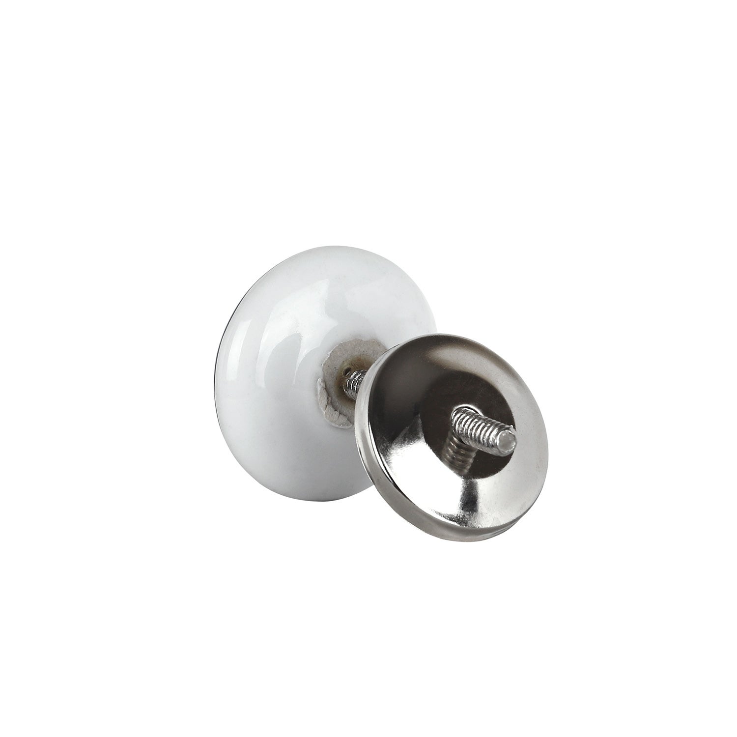 Bouton de meuble SEQUIN, Porcelaine blanc argent Ø35 mm - 6