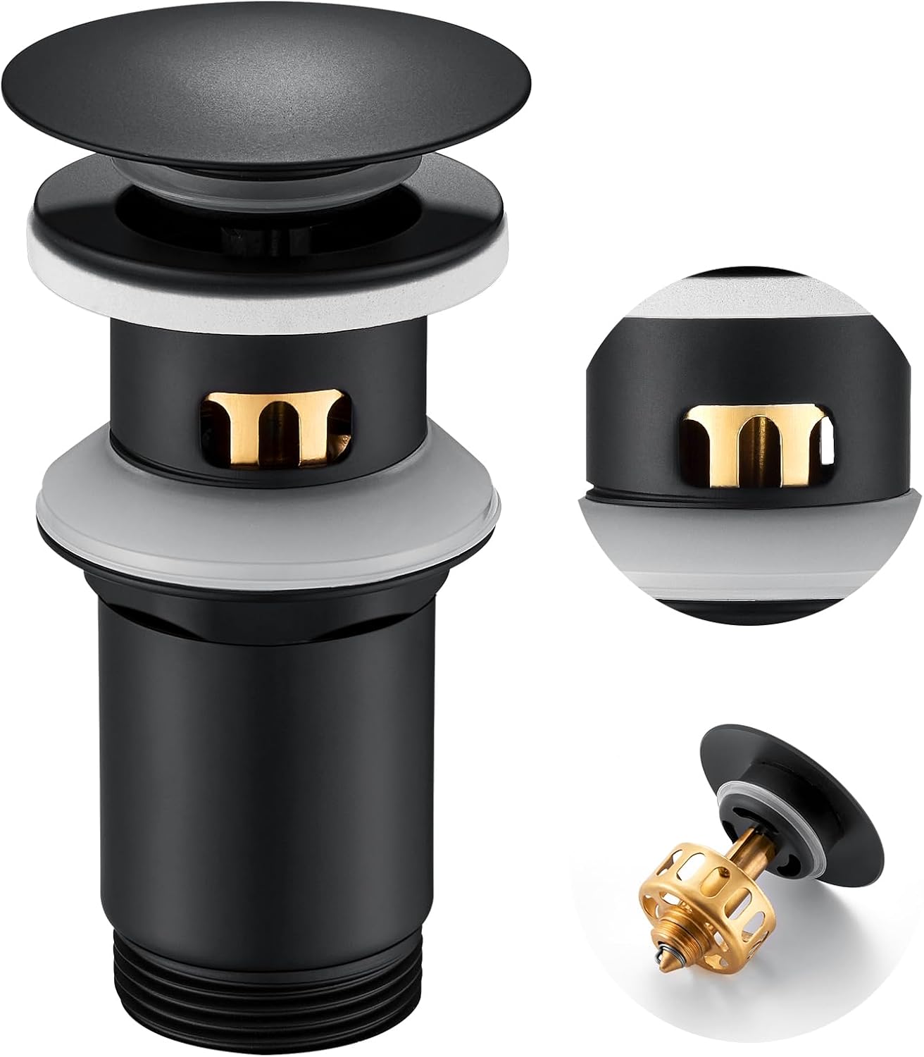 Bouchon De Vidange Pop-up RENIST Doré - Avec Trop-plein - Pour Lavabo Ou Vasque