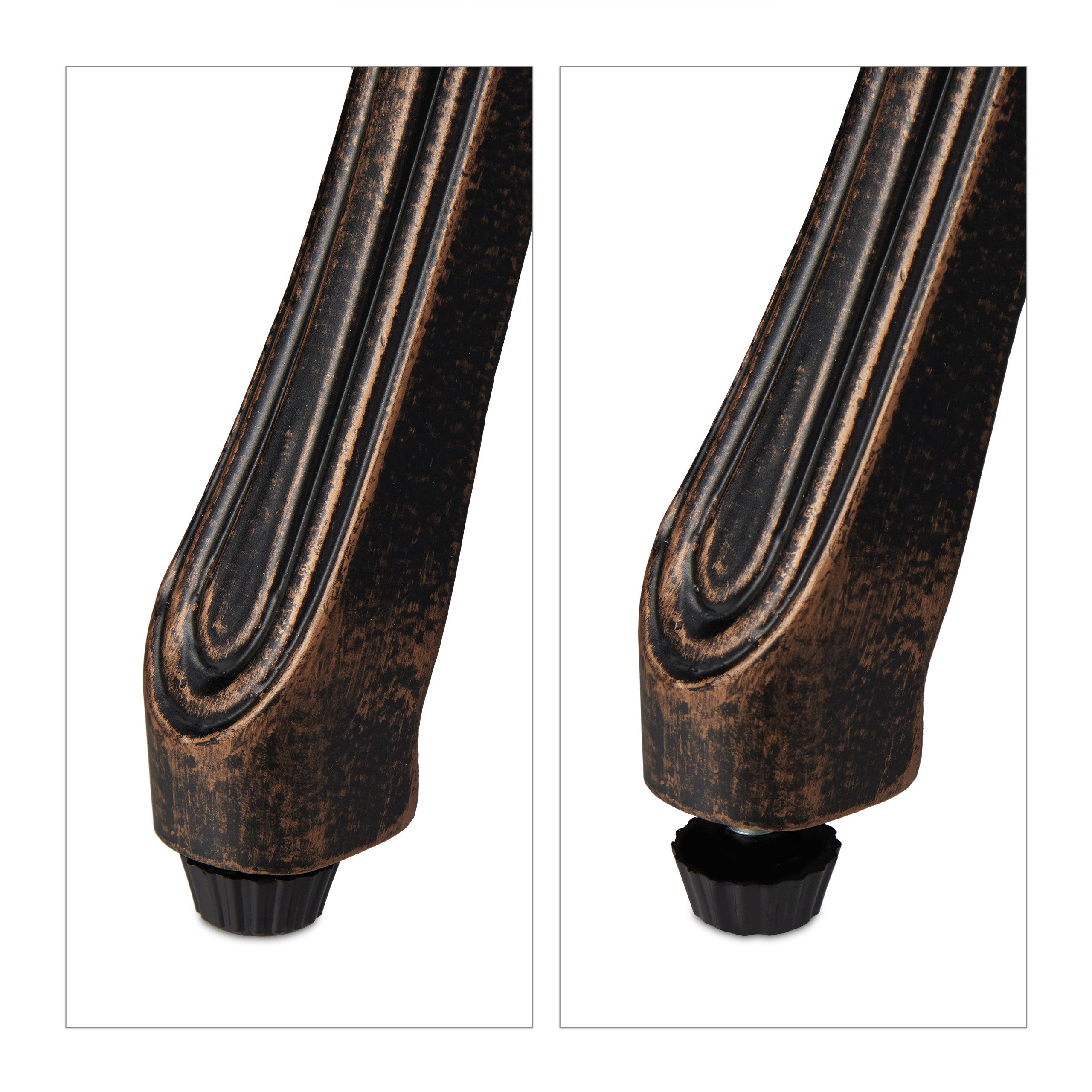 Banc de jardin, roses, terrasse,balcon, aluminium et fonte, antique, 56 x 98 x 55,5 cm, noir - bronze, Relaxdays - 6