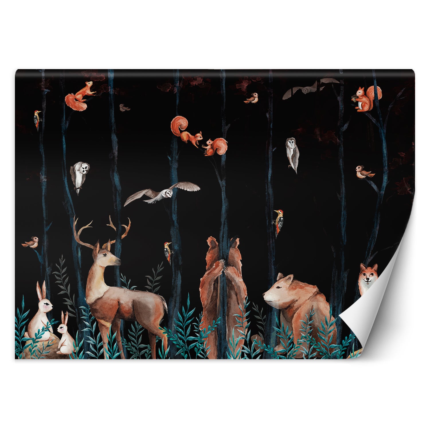 Fototapeta, Leśne zwierzęta jeleń niedźwiedź lis 150x105