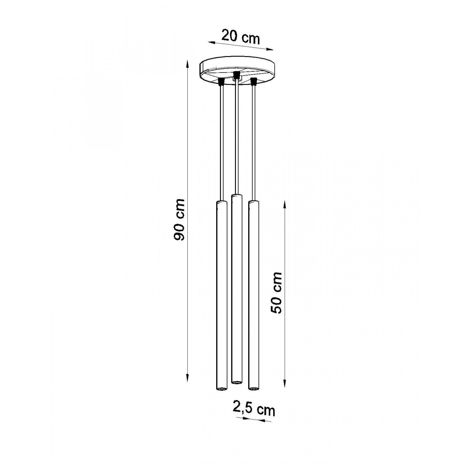 Lampa wisząca Pastelo czarna 3xG9x12W długie tuby wym: 100 x 20 x 20 cm metal Sollux Lighting - 5