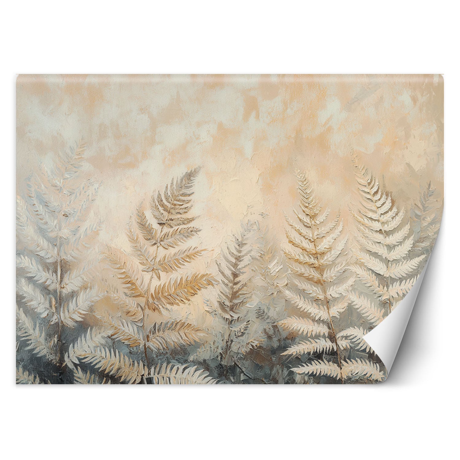Fototapeta, Beżowe liście paproci natura pióra boho 250x175