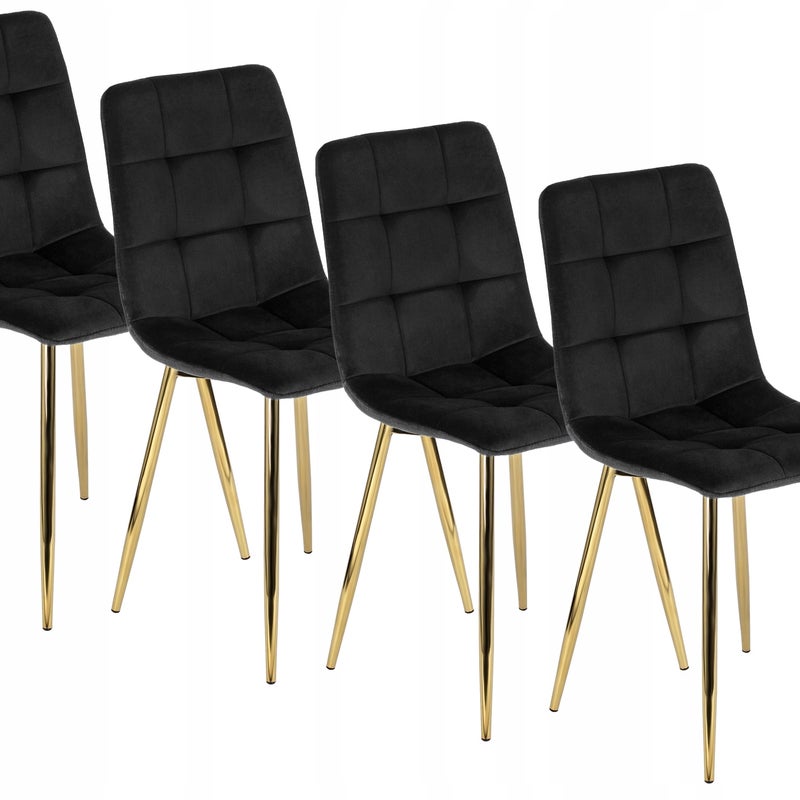 Zestaw 4x Krzesło Tapicerowane Kuchenne Czarne YORK