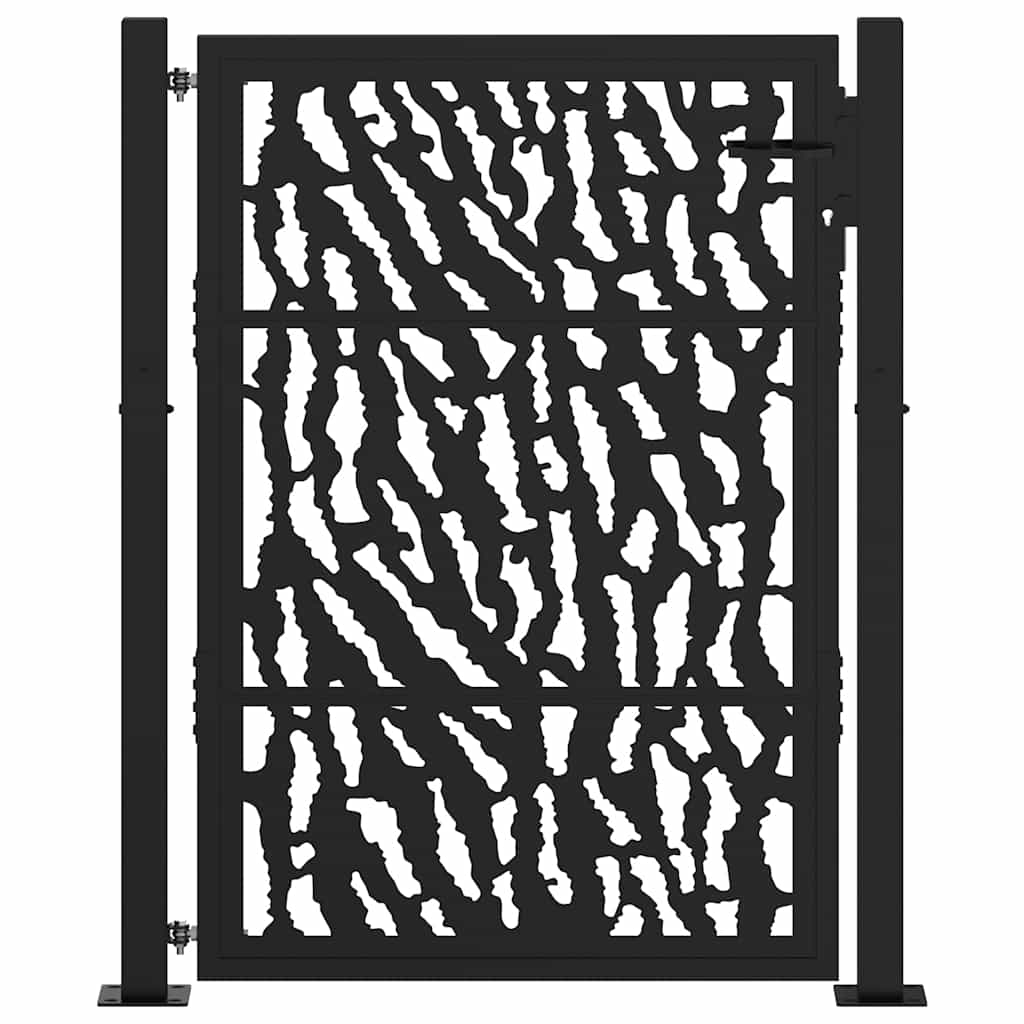 vidaXL Portail de jardin noir 100x125 cm en acier avec motif de traces - 3