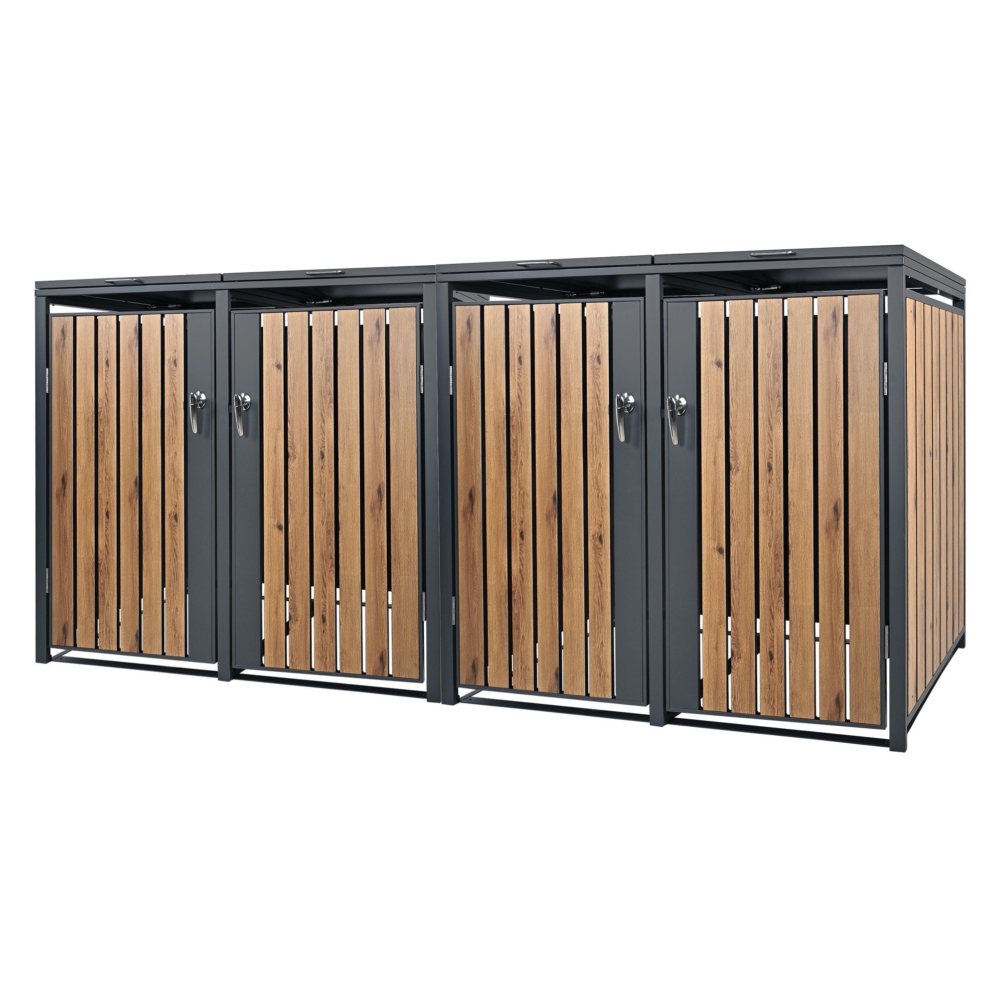 ML-Design pojemnik na śmieci 240L 264x80x116,3 cm stalowy antracytowy wygląd dębu odporny na warunki atmosferyczne uchylna pokrywa do 4 tony