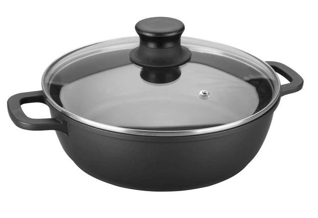 Couvercle Inox & Verre 36 Cm Avec Bouchon Arrosage – Compatible Cuisson & Four – Poignée Silicone Anti-Chaleur – Surveillance Facile De Vos Préparations