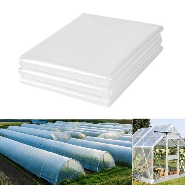 Film pour serre maraîchère en PE 3 x 4 m — Bâche plastique agricole transparente : Film multifonction et épaissi pour la protection contre le froid