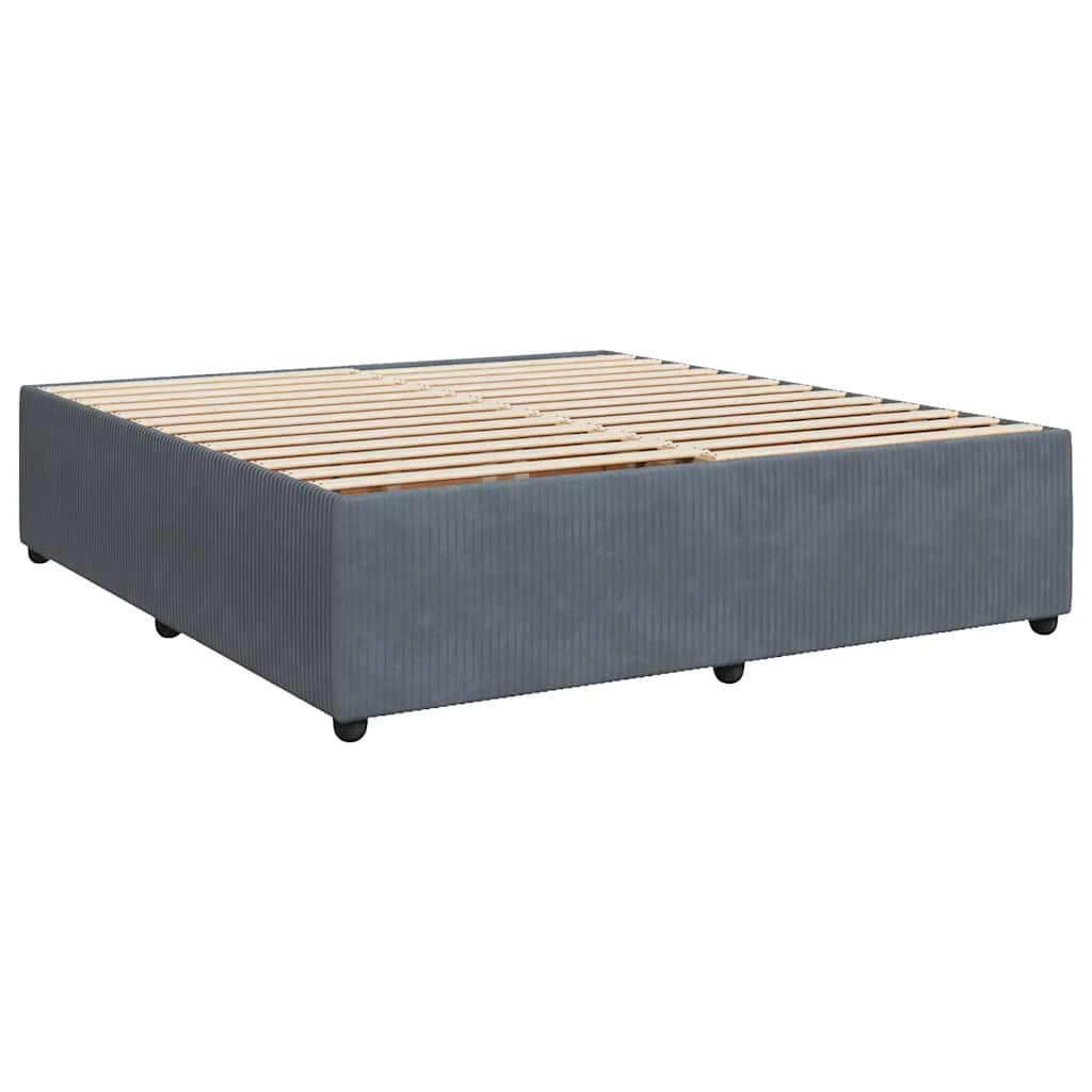 Cadre de lit sans matelas gris foncé 200 x 200 cm en velours - 3