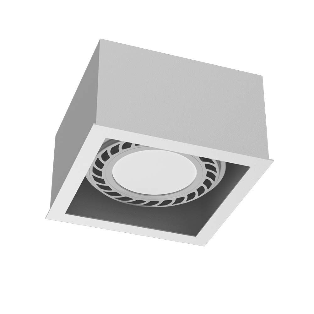 Reflektor sufitowy spot natynkowy Cage kwadratowy biały 1xGU10x18W wym: 8,5 x 13,5 x 13,5 cm metal Brosline