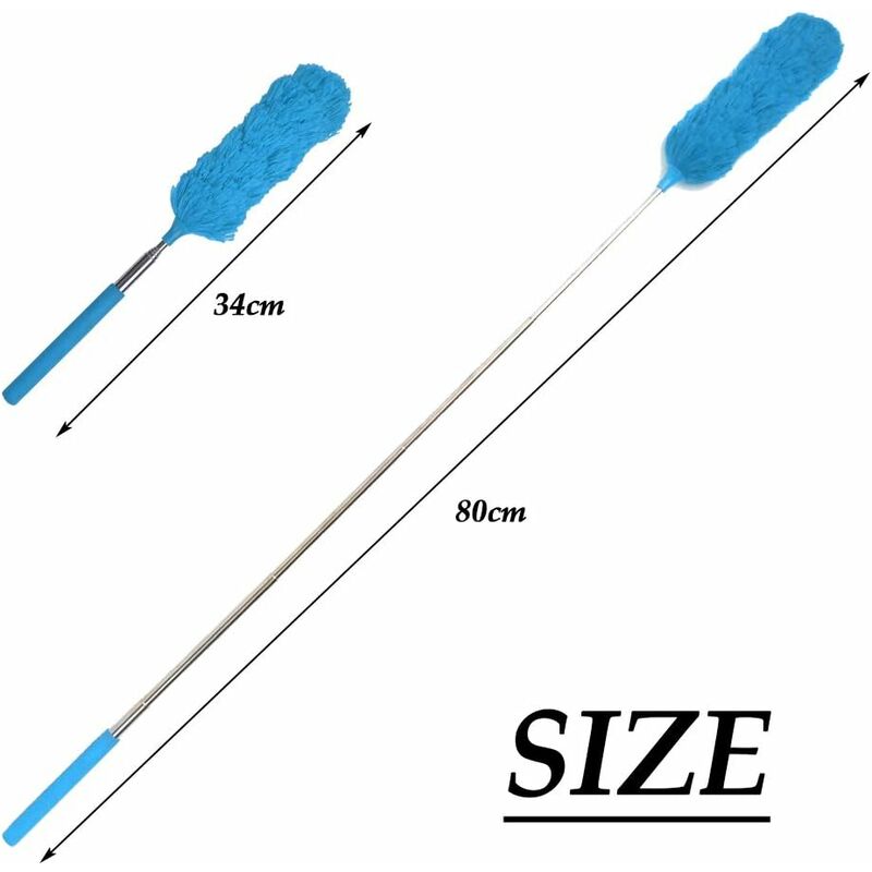 Plumeau extensible 5 pièces, chiffon en microfibre, brosse de nettoyage, lavable réglable extensible avec barre télescopique - 2