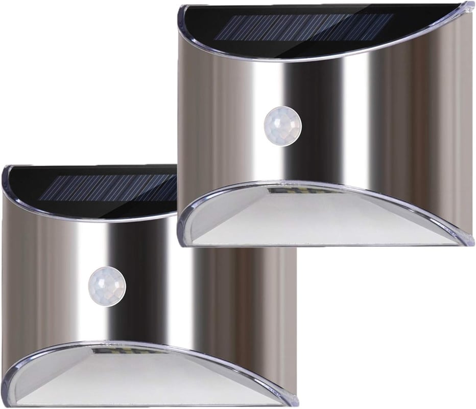 Solarna lampa ścienna LED do ogrodu, patio, ścieżki, ogrodzenia, schodów, wodoodporna, ze stali nierdzewnej, oświetlenie zewnętrzne