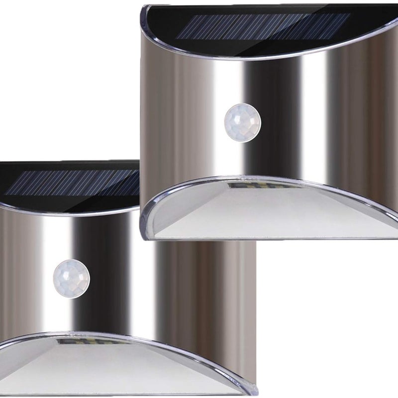 Solarna lampa ścienna LED do ogrodu, na patio, podjazd, ogrodzenie, schody, oświetlenie zewnętrzne, wykonana ze stali nierdzewnej, wodoodporna, z