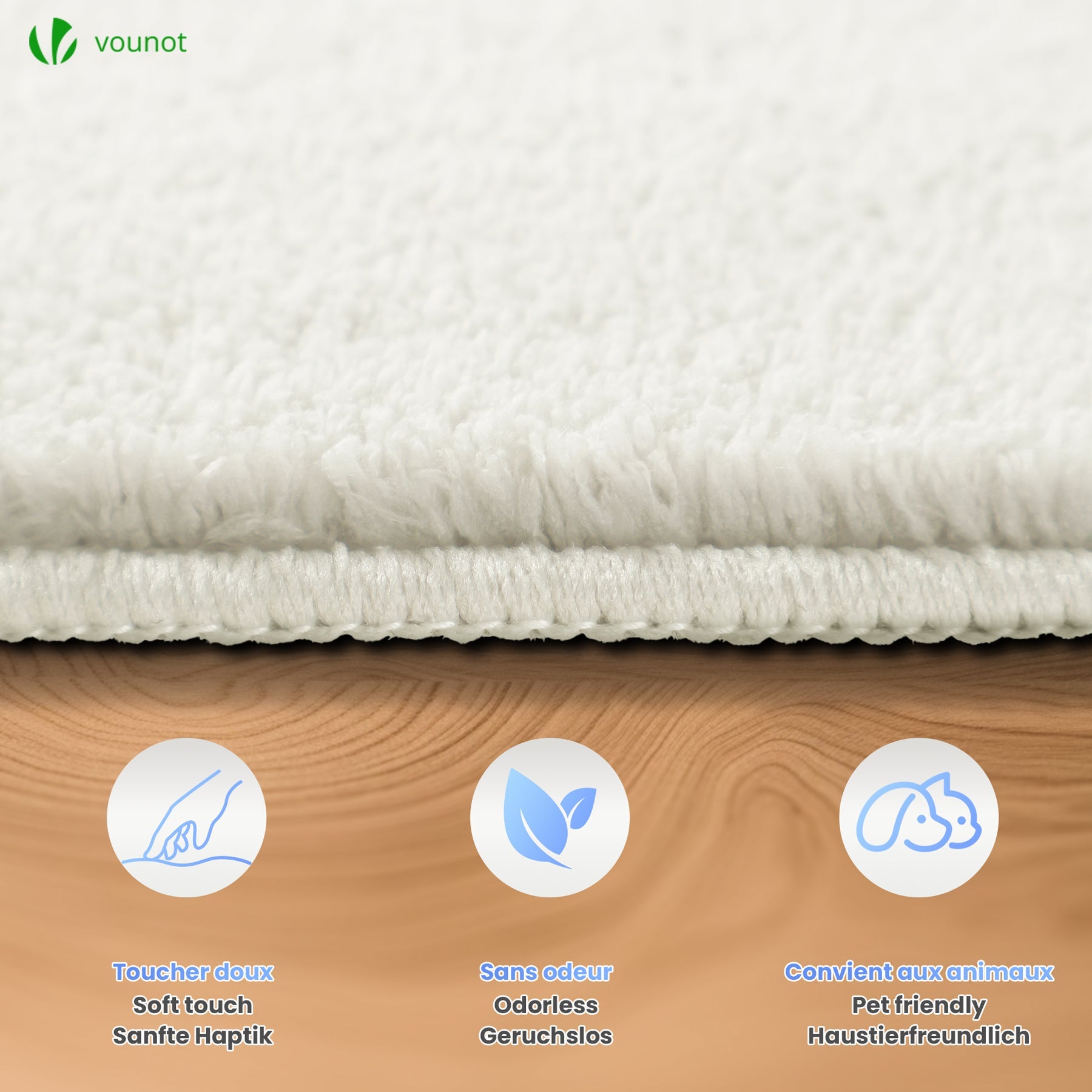 VOUNOT® Alfombra Moderna para Salón 200x300 cm, Crema - 2