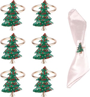 Portatovaglioli Natalizi A Forma Di Albero – 8 Pezzi In Metallo Per Una Tavola Elegante E Festosa!