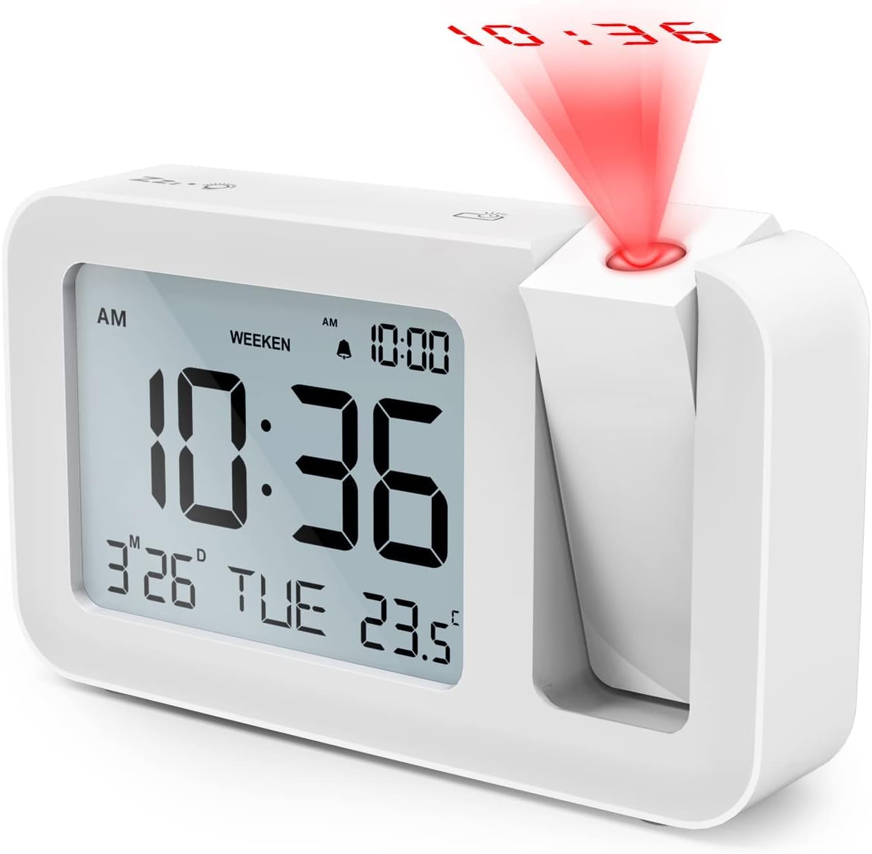 Radio Réveil Projecteur Personnalisé – Horloge Projection 180° Avec Photo, FM, Alarme, Grand Écran VA, Snooze – Idée Cadeau Unique
