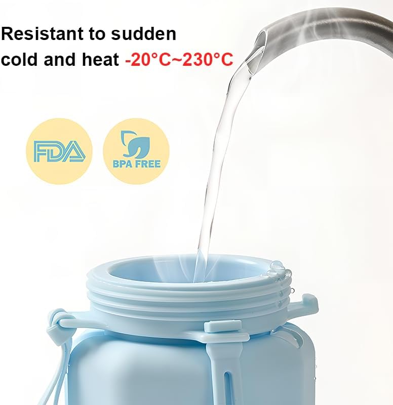 Gourde pliable 600 ml, en silicone, légère et étanche, idéale pour le camping, la randonnée, le vélo et les activités de plein air. violet. - 4