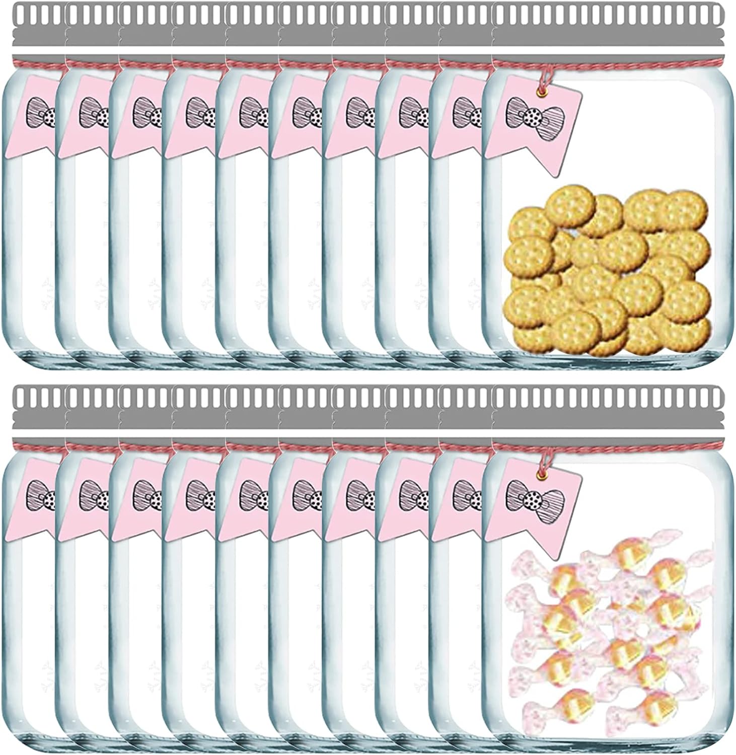 50-częściowe, wielokrotnego użytku torebki na przekąski z zamkiem błyskawicznym, wielkości słoika Mason, na żywność, przekąski, kanapki, do kuchni, na