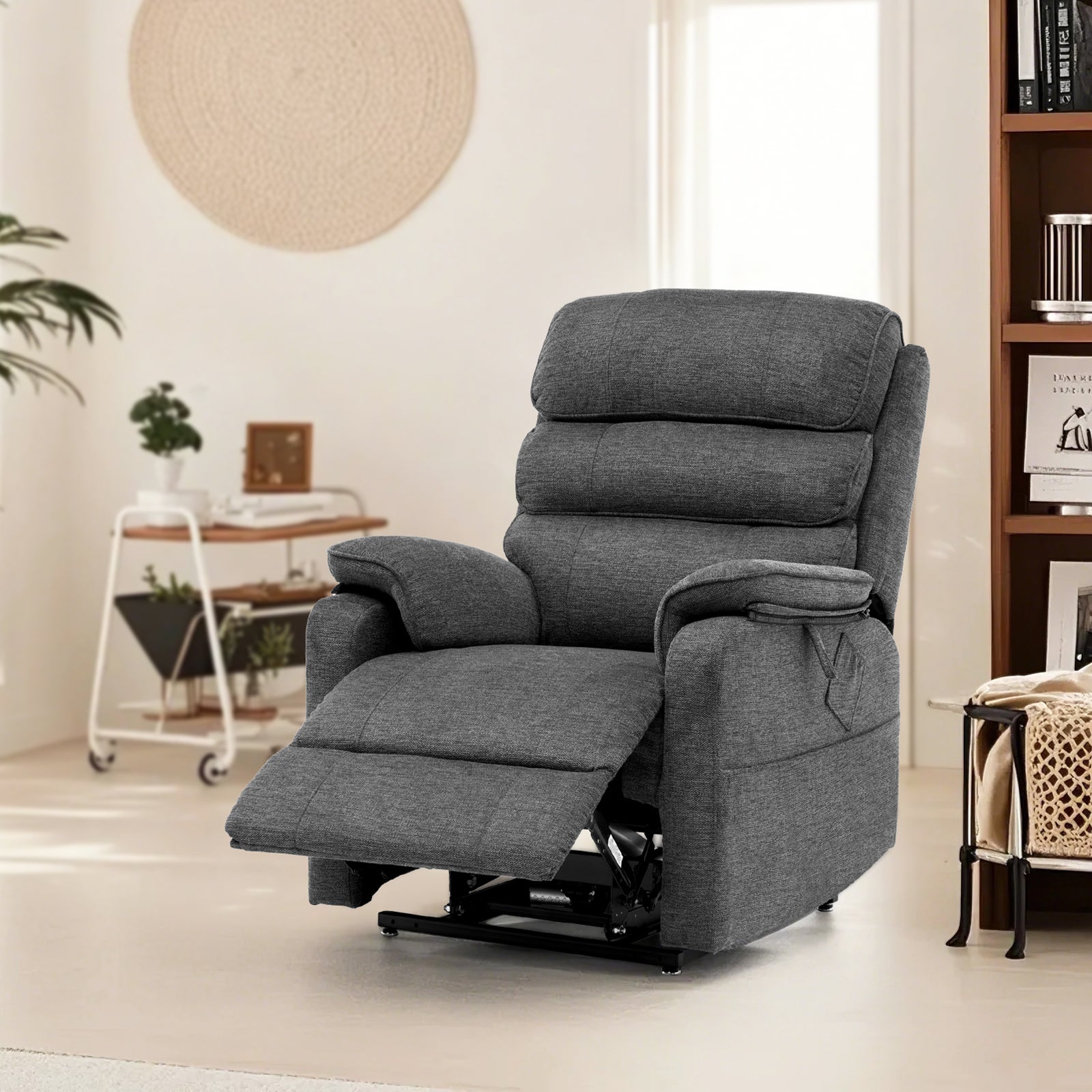 Fauteuil Inclinable Électrique Releveur,VEVOR Chaleur Massage pour Personnes Âgées,Double Moteur,2 Cordes Anti-Chute,Réglage Infini,Gris Foncé,M - 8