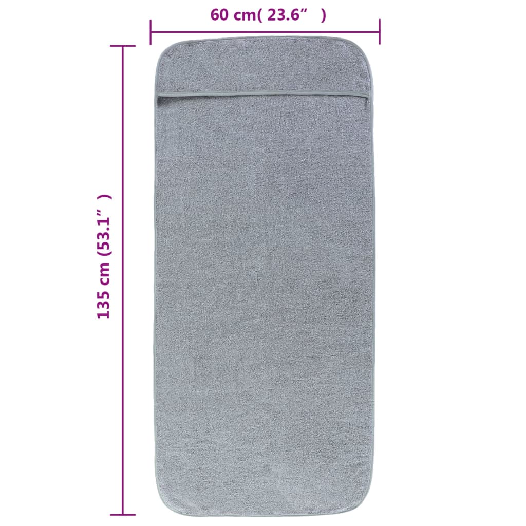 Serviettes de plage, 4 pièces, en tissu, grises, 400 g/m², 60 × 135 cm - 8