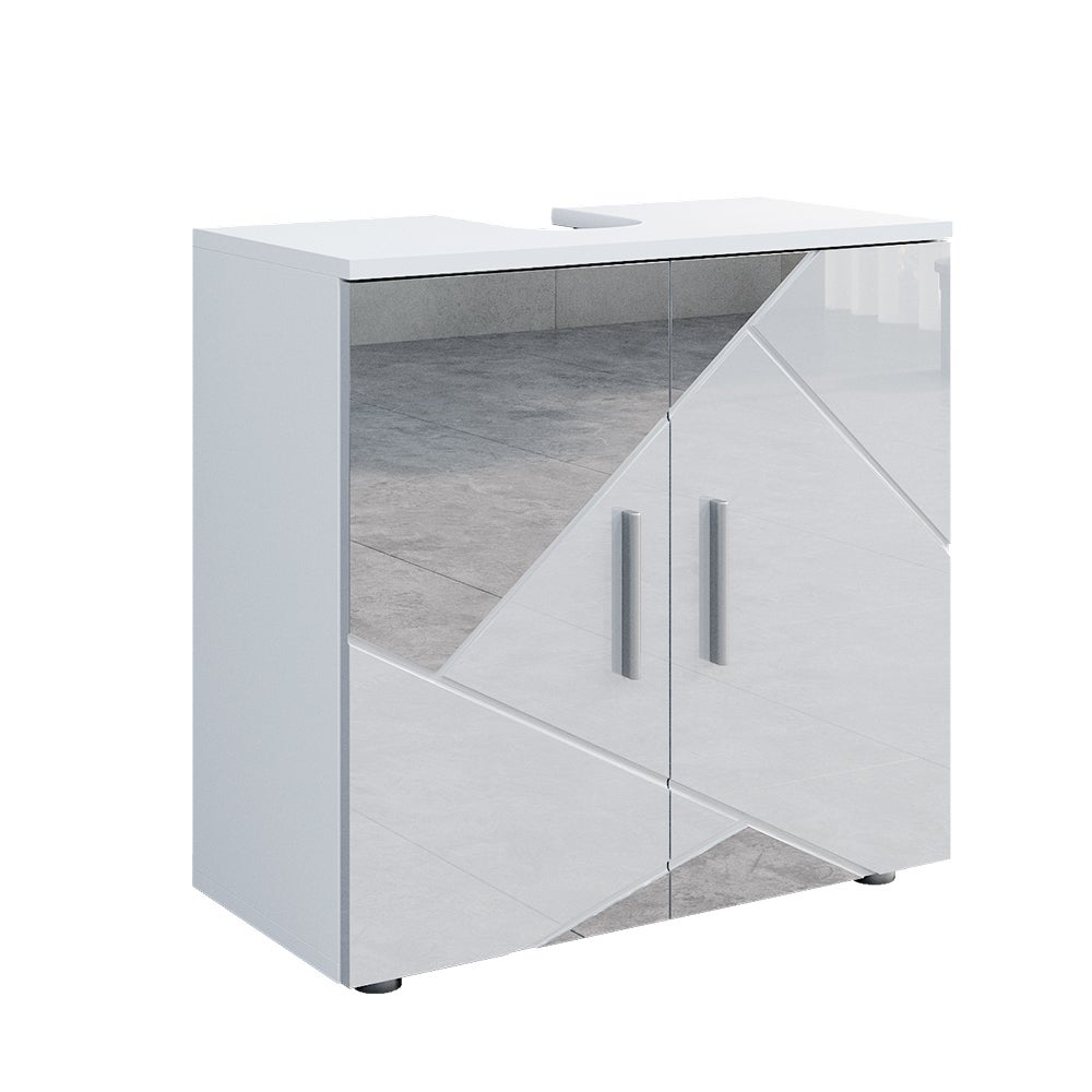 Lomadox Mobile Sottolavabo Bagno CAMPOS-56 - Bianco Lucido E Rovere - 94x63,5x50 Cm - 3 Cassetti Soft Close
