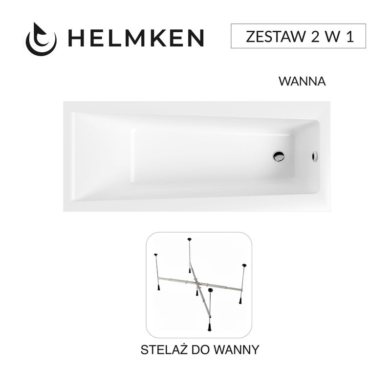 Wanna akrylowa Helmken Versailles 160x75 + Stelaż uniwersalny do wanien Helmken 21230020 / 35070060-2S