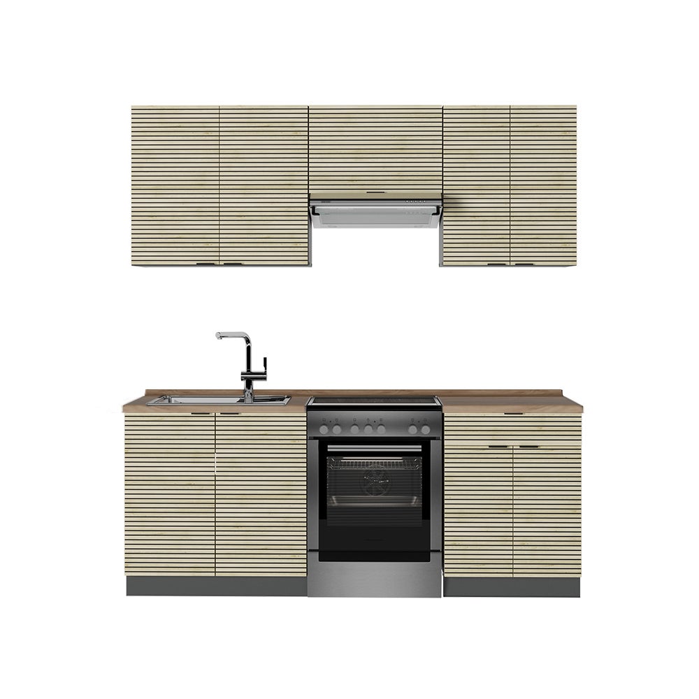 Vicco Aneks kuchenny Fame-Line, Panel dębowy/antracyt, 200 cm , BP Dąb