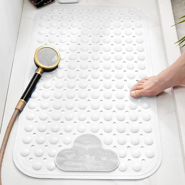 Mata łazienkowa antypoślizgowa 70 x 40 cm z przyssawkami - Wygodna mata łazienkowa - Można prać w pralce - Biała