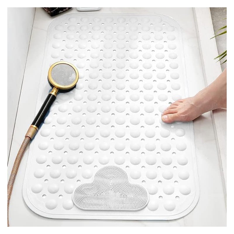 Mata łazienkowa antypoślizgowa 70 x 40 cm z przyssawkami - Wygodna mata łazienkowa - Można prać w pralce - Biała