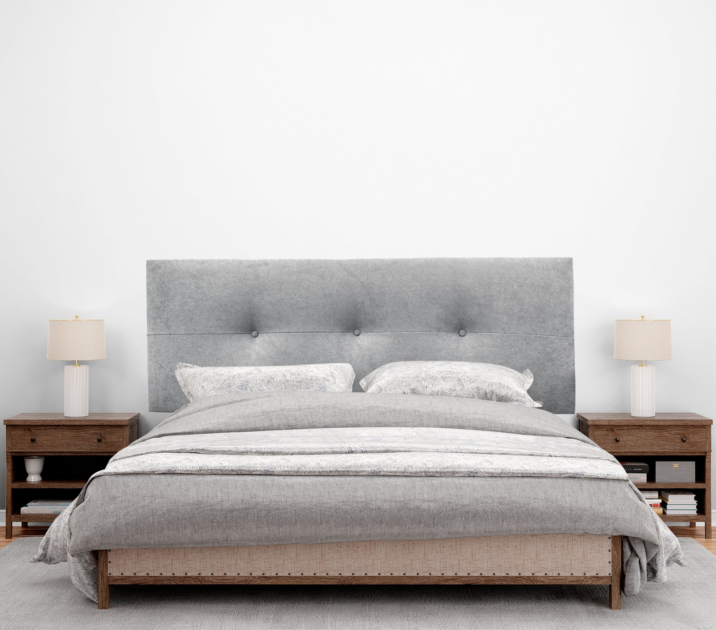 DHOME Testiera in de Tessuto Aqualine con bottoni 150x50cm Letti 150 - Grigio - 4