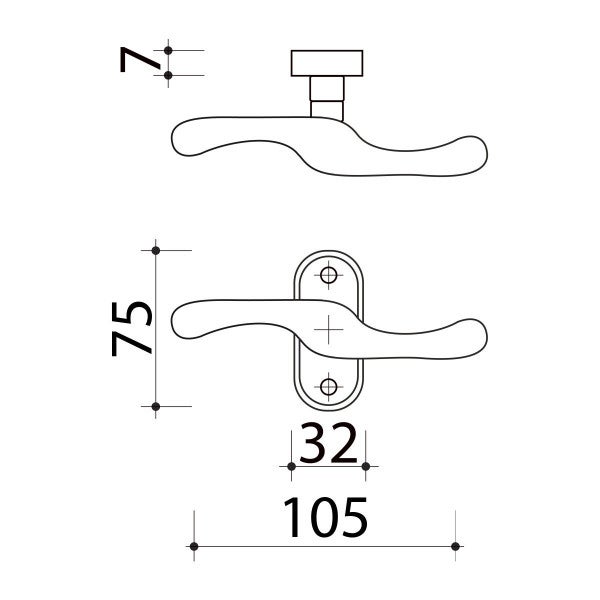 Poignée de fenêtre crémone ALMA, Zamak nickel mat - 9