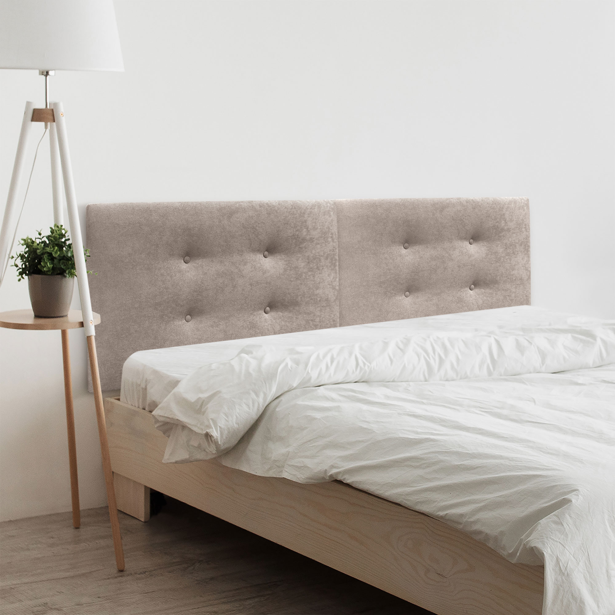 Dhome cabecero de tela acualine con 2 hileras dual dividido en 2 piezas tapizado de alta gama cabezal dormitorio (tierra, 190cm)