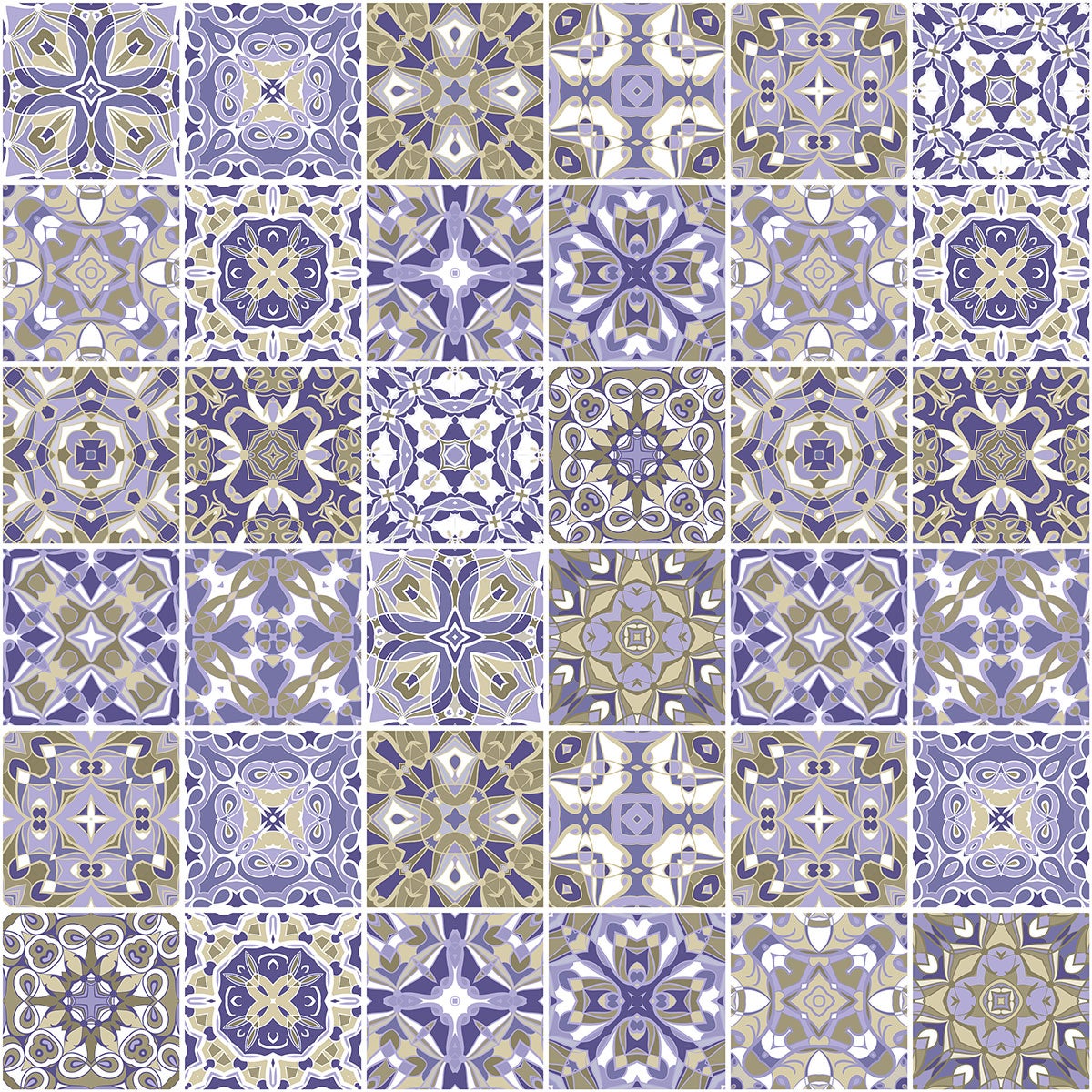 Crédence adhésive sticker pour salle de bain - Motif carreaux de ciment - Adhésif + Protection BRILLANTE - 60x60 cm - 3