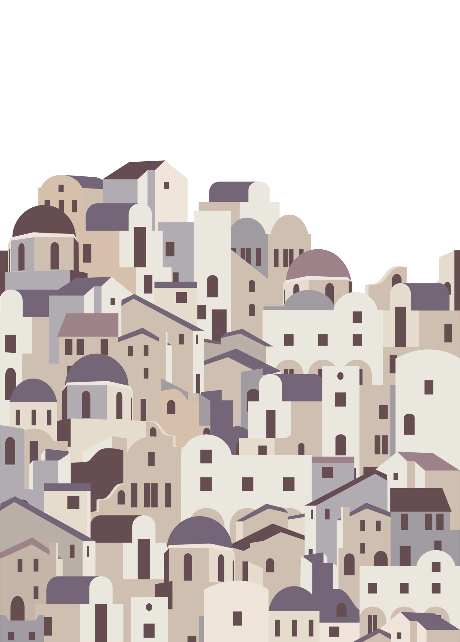 Fotomural casas mediterráneas beige y gris - 200 x 279 cm - estahome