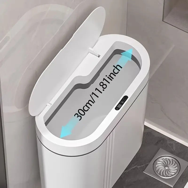 Poubelle murale intelligente avec couvercle à induction infrarouge, réponse rapide du capteur, fonctionnement à piles, blanche - 4