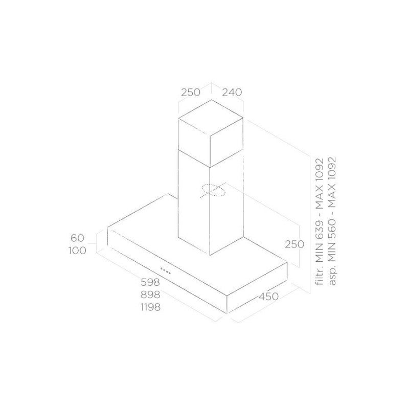 Elica Spot NG H6 IX/A/90 Cappa aspirante a parete Acciaio inox 450 m3/h - 2