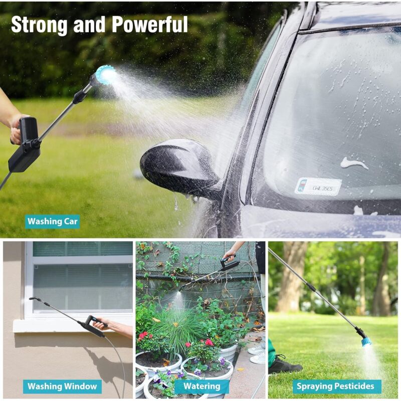 Pulvérisateur électrique, Lance Telescopique Pulverisateur Electrique Toiture, USB Rechargeable Pulvérisateur Jardin, ardin avec Buses et 3 M de Tuyau - 3