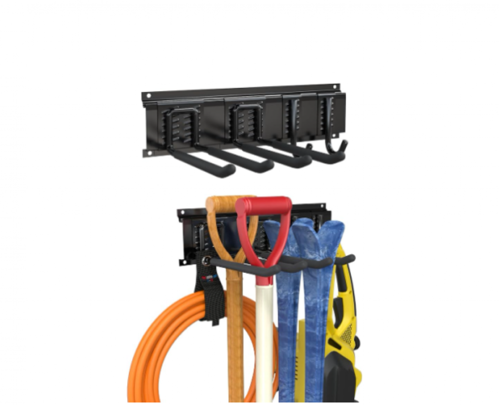 Porte-Outils de Jardin Mural 40cm, Rangement Acier Inoxydable avec Rail