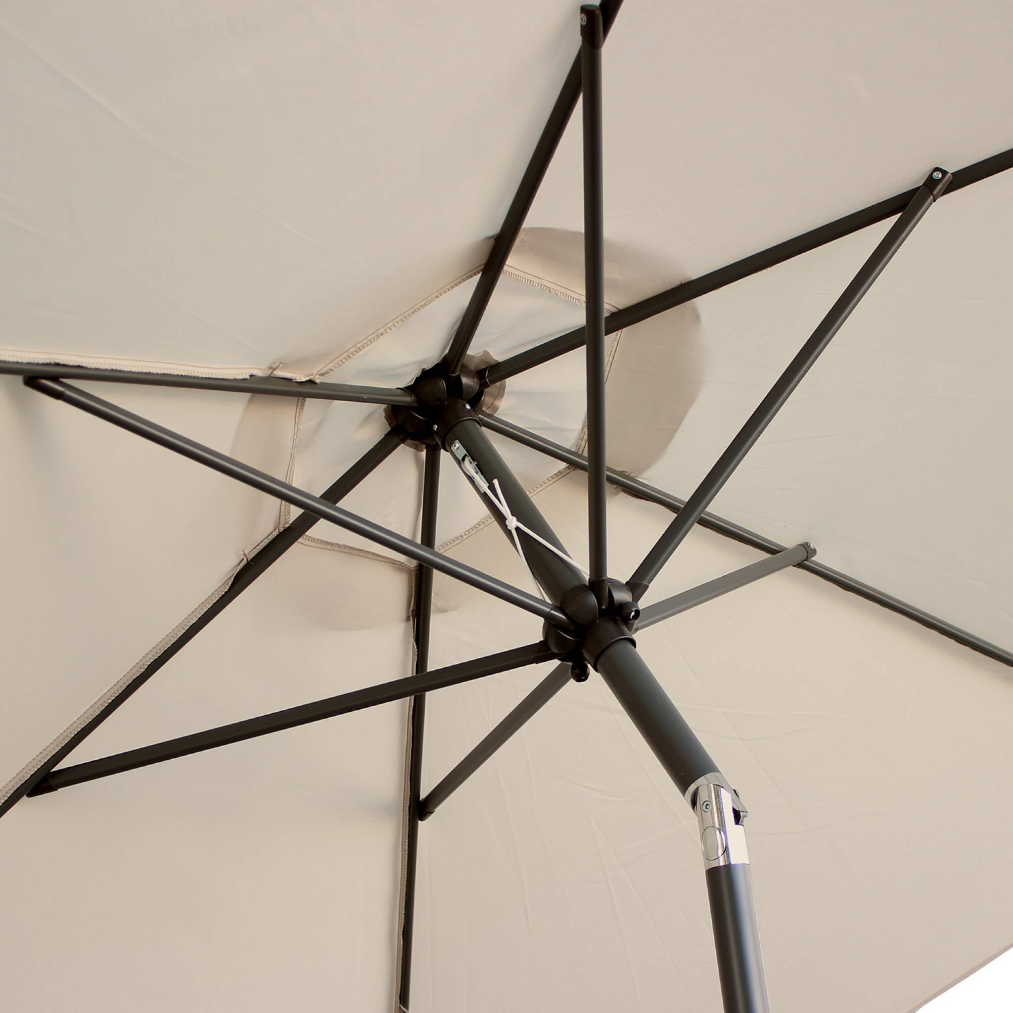 Parasol droit rond Ø300cm - Touquet Sable - mât central en aluminium orientable et manivelle d'ouverture TOUQUET - 8