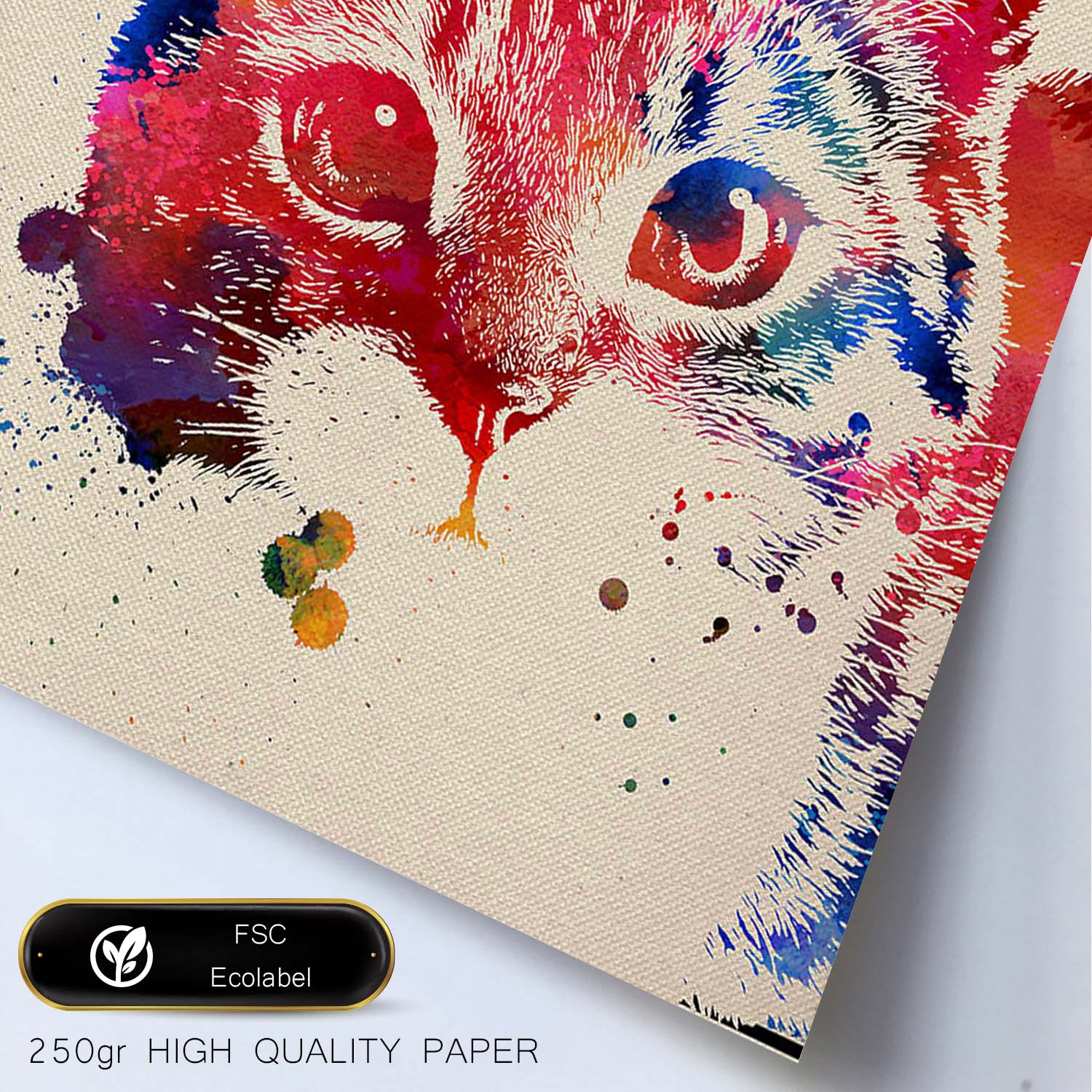 Affiche De Chat Avec Conception D'aquarelle. Mélange De Feuilles Avec Un Cadre De Style De Style Aquarelle Clair A3 - 2