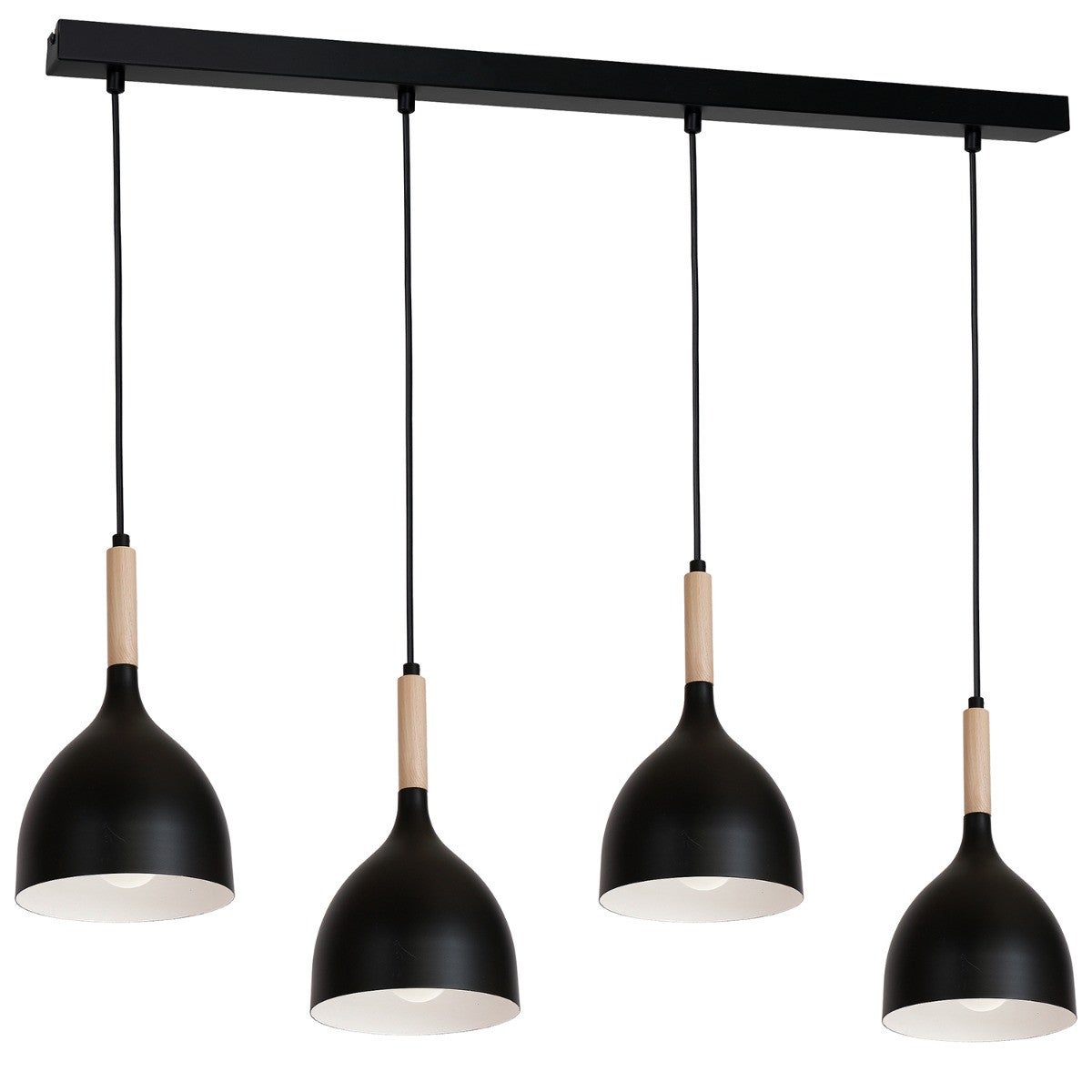 Lampa wisząca Noak Wood czarny matowa-jasne drewno 4xE27x15W wym: 110 x 102 x 17 cm metal Luminex