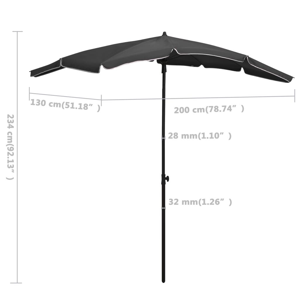 Parasol de jardin avec mât 200 x 130 cm anthracite 02_0008316 - 6