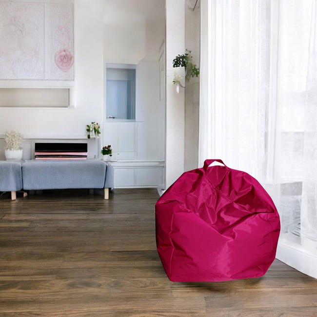 Poltrona Pouf Chaise Longue con Poggiapiedi in Poliestere Fucsia Avalli Poltrona Pouf Chaise Longue con Poggiapiedi in Poliestere Fucsia Avalli