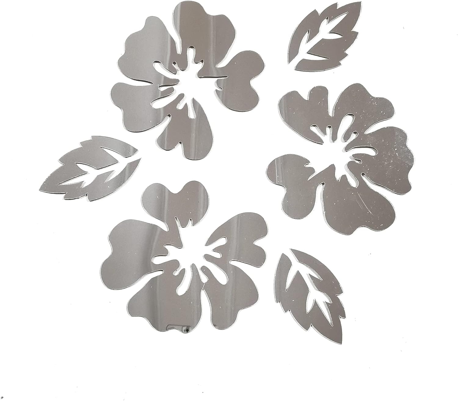 Naklejki ścienne lustrzane Kwiaty Nowoczesna dekoracja ścienna do salonu Naklejka ścienna Lustro łazienkowe Kwiaty Srebrny wystrój