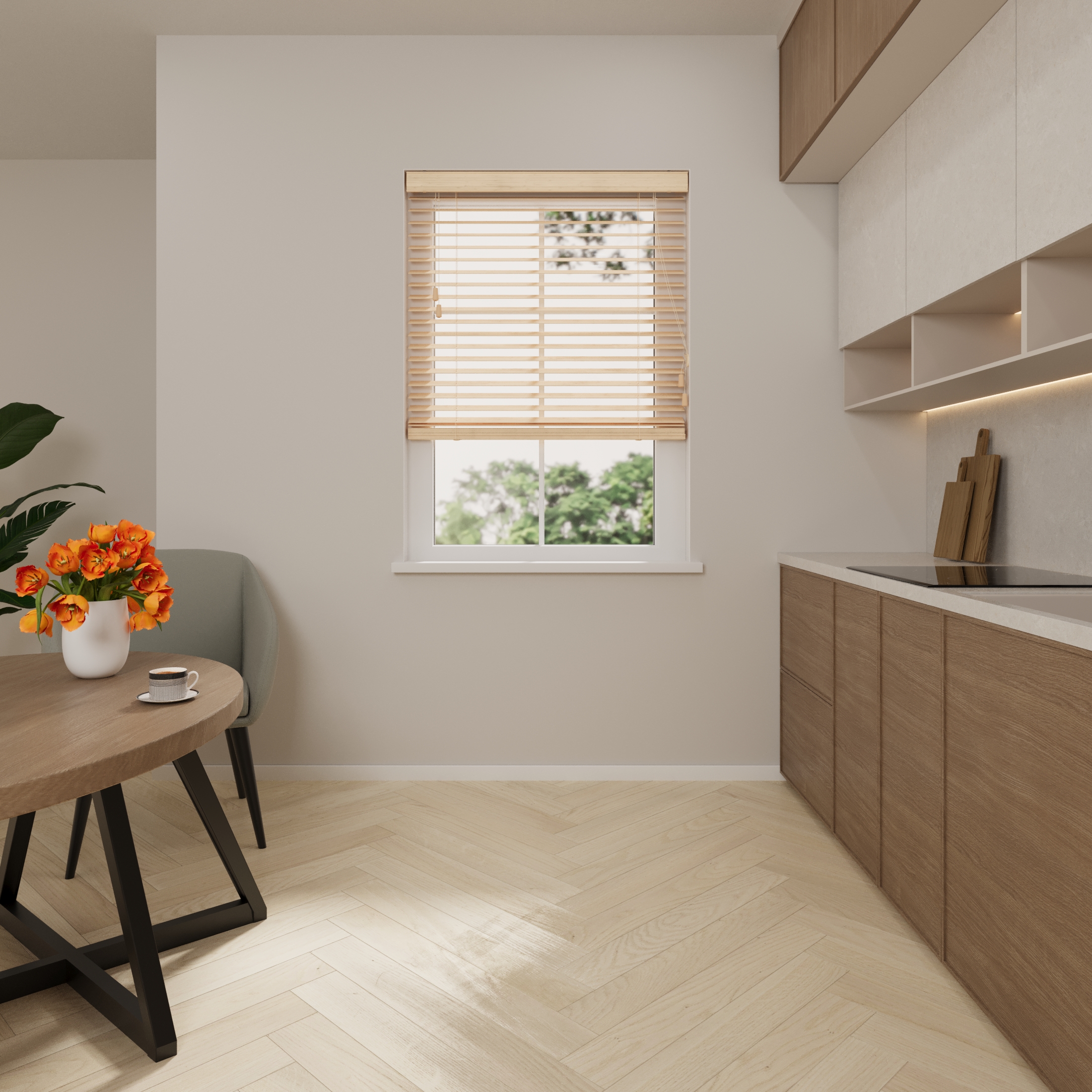 Radeco® Store Vénitien en Bois Essence 60 x 175 cm (LxH) - 50 mm - Naturel - Tailles de 50 à 250 cm de large - 4